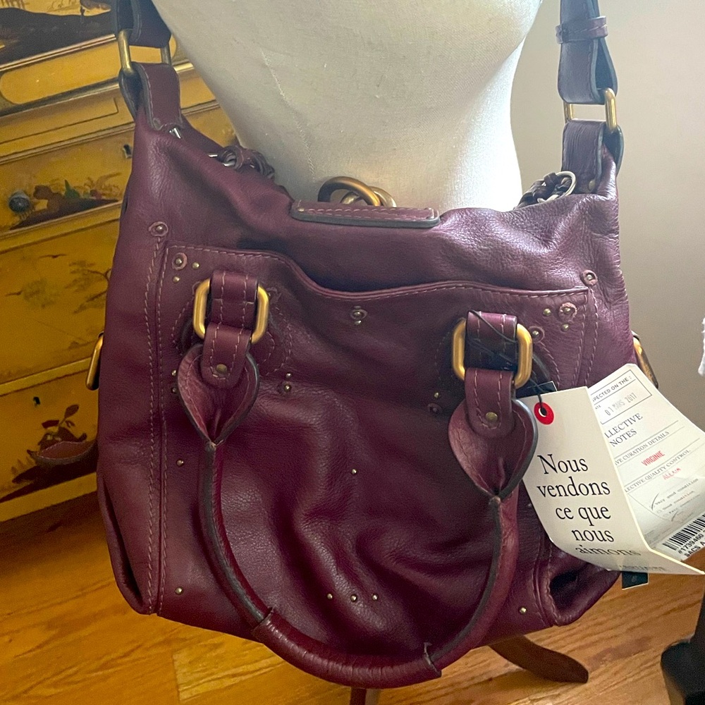 CHLOE ORIGINAL VINTAGE Y2K Paddington Burgundy Leather Bag Lock & Key RARE! - Picture 7 of 13